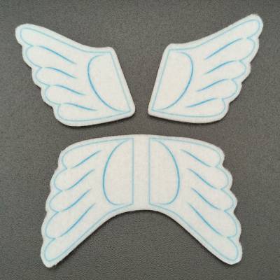 "Нашивки - 7 (Крылья голубые)" Печать на белом фетре 2,0 мм
