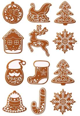 Фетр с рисунком "Имбирные прянички - 8"