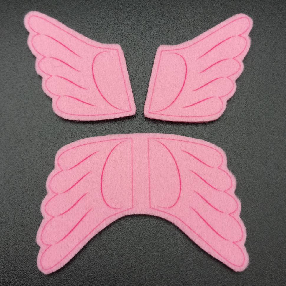 "Нашивки - 10 (Крылья розовые)" Печать на розовом фетре 2.0 мм